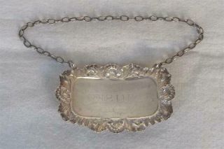 A VINTAGE SOLID STERLING SILVER SHERRY DECANTER LABEL SHEFFIELD 1977. 6