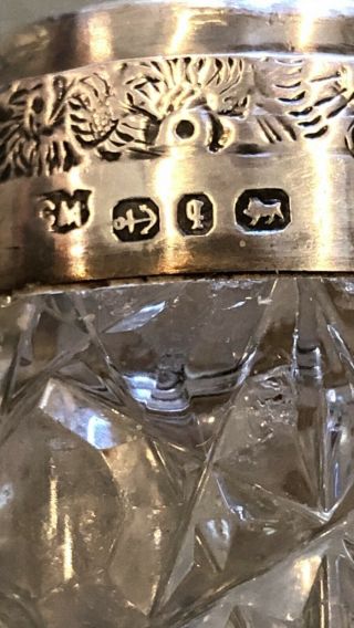 Antique 1852 Sterling Silver Cut Glass Crystal Jar Shaker Inkwell BIRMINGHAM UK 2