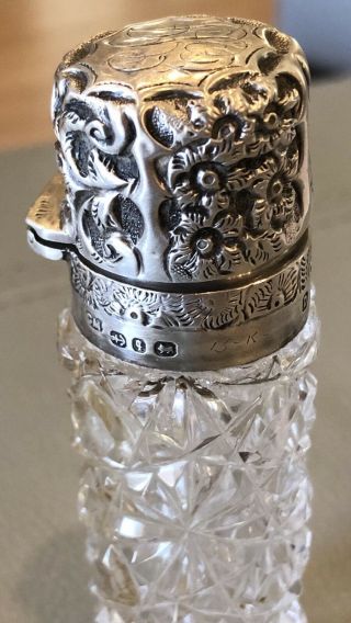 Antique 1852 Sterling Silver Cut Glass Crystal Jar Shaker Inkwell BIRMINGHAM UK 4