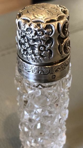 Antique 1852 Sterling Silver Cut Glass Crystal Jar Shaker Inkwell BIRMINGHAM UK 5