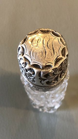 Antique 1852 Sterling Silver Cut Glass Crystal Jar Shaker Inkwell BIRMINGHAM UK 7