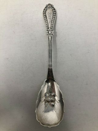 Wood & Hughes Gadroon Coin Silver Scalloped Preserve Spoon 6 1/2 "
