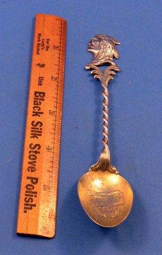 Antique Sterling Silver Indian Head Souvenir Spoon Colorado Springs Balanced Roc