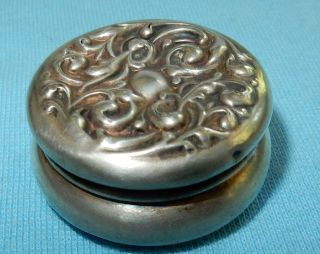 Antique 1906 Sterling Silver Vanity Pill Box Hallmarked By Jh Worral & Son