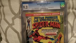 Spectacular Spider - Man 1 CGC 9.  2 White pages 1976 2