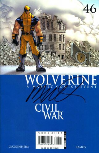 Wolverine 46 Civil War Signed By Artist Humberto Ramos (lg)