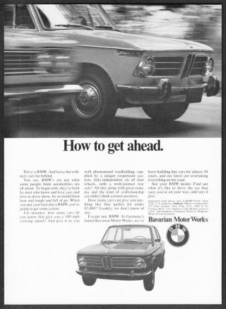 1969 Bmw 2002 Sports Coupe Photo " How To Get Ahead " Vintage Promo Print Ad