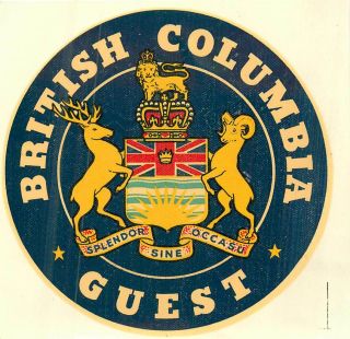 Guest Of British Columbia Canada Vintage Water Slide Decal