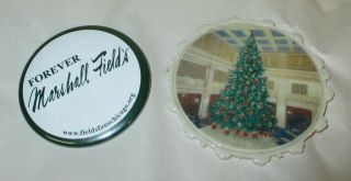 Vintage Marshall Field & Co.  Pinback & Lenox Disc - Fields Christmas Tree