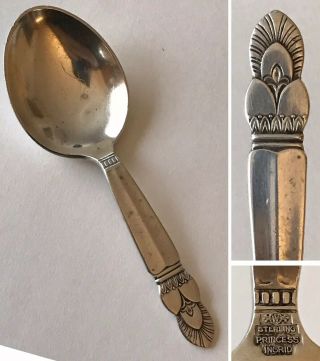 Vintage Frank M.  Whiting Sterling Silver Baby Spoon 1945 Princess Ingrid Pattern