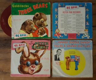Four 1953 Peter Pan Childrens 45rpm Records - Cottontail,  Doggie in the Window 4