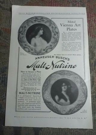 1907 Vienna Art Plate Ad - Anheuser - Busch - Similar To Coca Cola Plates.