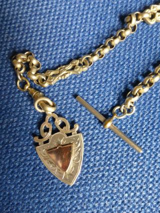 Antique Albert Watch Chain With Silver Fob Hallmarked B 