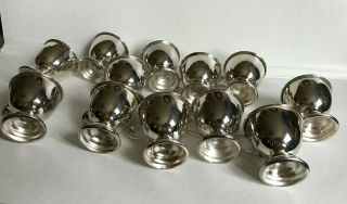 12 Vintage Nickel Silver Plated Footed Punch Bowl Cups Made in Japan 3