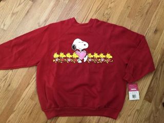 Vintage Tultex Peanuts Snoopy Woodstock Valentine Sweatshirt L/xl