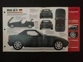 1991 Bmw Z1 Imp Hot Cars Spec Sheet Folder Brochure Rare