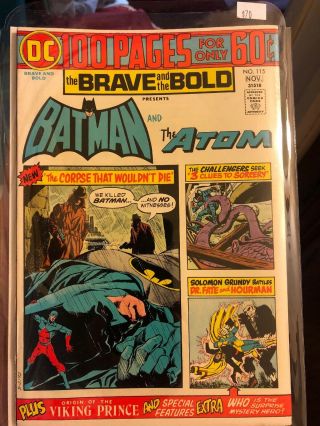 Brave And The Bold 115 High - Grade 100 Page Batman & The Atom