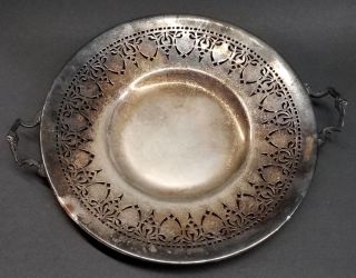 Benedict Silverplate 10 " Handled Cookie/cake Serving Plate Pierced/reticulated