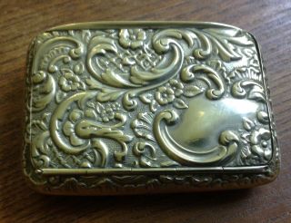 Fine antique Silver Plated Card Case Repousse 4