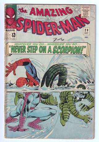 Spider - Man 29 (1965) Ditko; Scorpion C/s: Vg - 3.  5