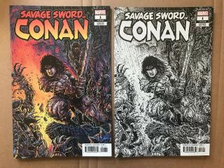 Savage Sword Of Conan 1 - 1:50 B&w & 1:25 Color Variant Set By Kevin Eastman