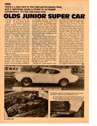 1968 Oldsmobile Cutlass F - 85 = 350/325 - Hp Single - Page Article / Ad