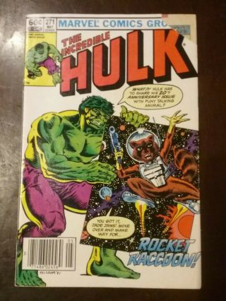 The Incredible Hulk 271 1st App Of Rocker Raccoon Low Grade.