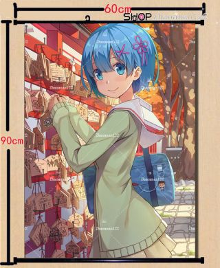 Japanese Anime Re:zero Rem Cos Scroll Home Poster Wall Decor Otaku Gift 60 90cm