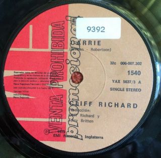 Cliff Richard - Chile Rare Promo Single Emi 1977 45 Rpm 7 " Ex