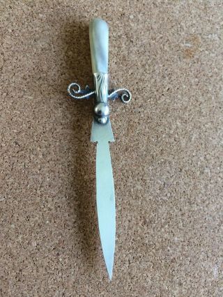 Solid Silver And Mother Of Pearl Page Turner/letter Opener