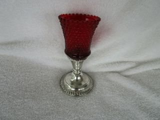 Frank Whiting [sterling Silver Weighted] Candle Holder,  Ruby Red Glass Votive
