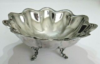 Reed & Barton Silver Plate Fluted Bowl - 10 1/2 " Floral Footed 1095,  Med.  Size