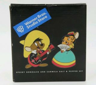 Rare Warner Brothers Collectible Speedy Gonzales & Carmela Salt Pepper