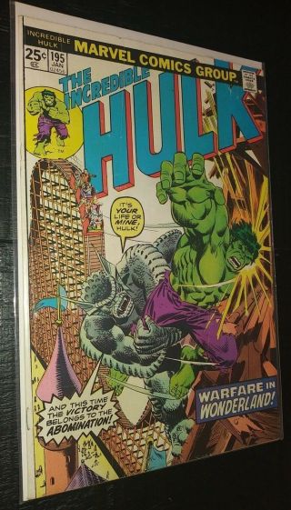 1976 Marvel The Incredible Hulk Issue 195 Comic Book Vintage Rare Sleeved/board