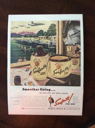 1945 Vintage Color Ad Seaforth Shaving Lotion Wwii Theme