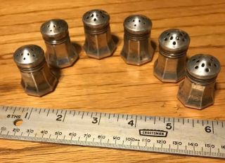 Set Of 6 Vintage Salt And Pepper Shakers El - Sil - Co Sterling Silver 1 - 1/2 " Tall