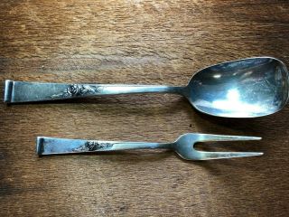 Vintage Sterling Reed and Barton Classic Rose Sugar Spoon Olive Fork 2