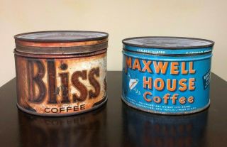 Vintage Bliss Maxwell House Coffee Tins With Lids