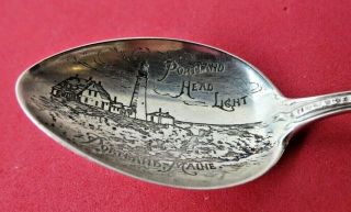 Portland Maine Longfellow Books Head Lighthouse Sterling Silver Souvenir Spoon 2