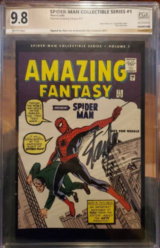Fantasy Spider - Man Rpt.  15,  9.  8 Pgx Signature Series: Stan Lee
