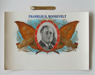 Franklin D Roosevelt Cigar Box Label & Deal Cigar Band 1930 