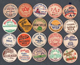 20 Vintage Milk Dairy Bottle Caps From 20 Different States