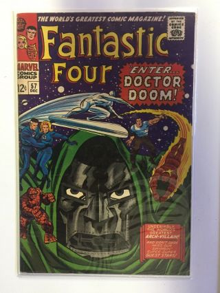 Fantastic Four 57 Marvel Comics 1966.  Doctor Doom & Silver Surfer App.