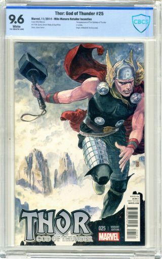 Thor: God Of Thunder 25 Cbcs 9.  6 Nm,  White Pgs 11/14 Milo Manara Retail