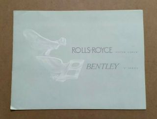 Rolls - Royce " Silver Cloud " & Bentley " S " Series Sales Brochure,  Vintage,  1955