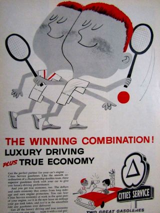 1960 Cities Service Citgo Tennis - Print Ad 8.  5 X 11 "