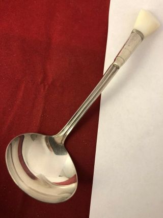 Vintage Mother Of Pearl & Sterling Silver Handle Soup Or Cream Spoon 062319hzgg
