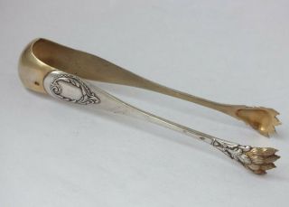 Antique French Solid Silver Gilt " Paw " Tongs C.  1880/ L 13.  3 Cm/ 50 G
