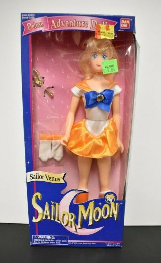 Sailor Moon Deluxe Adventure Dolls Sailor Venus 11.  5 " Doll Ban Dai 1995