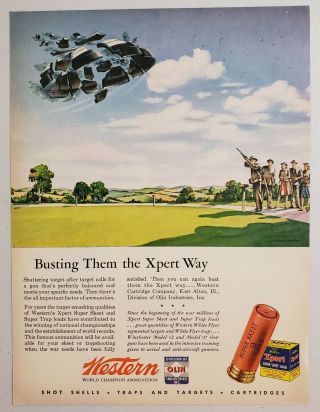 1945 Print Ad Western Skeet Shotgun Shells Men & Ladies Shoot Clay Pigeons